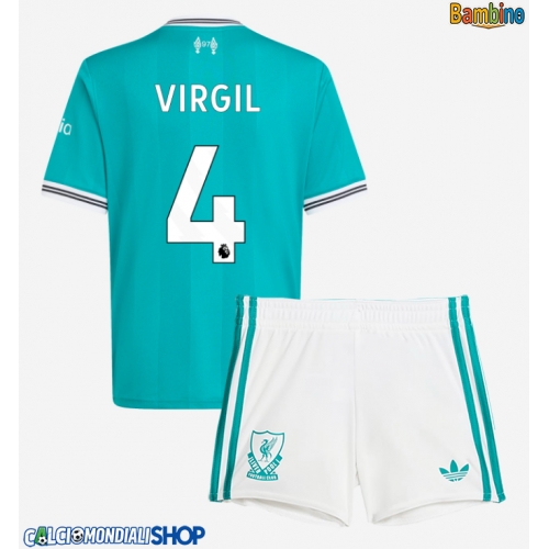 Maglie da calcio Liverpool Virgil van Dijk #4 Terza Maglia Bambino 2025-26 Manica Corta + Pantaloni corti)